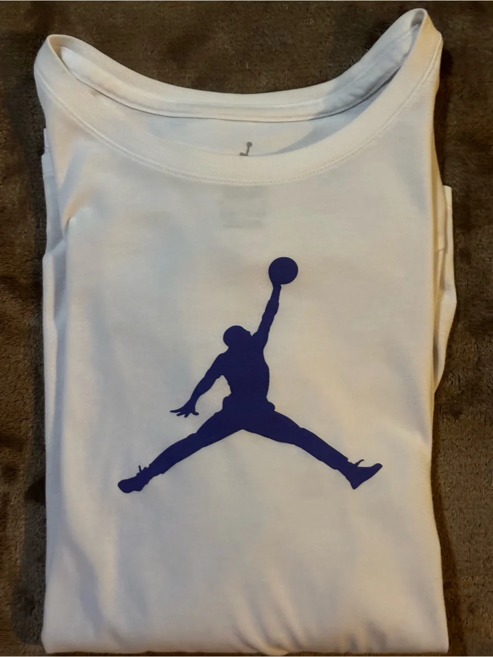Jordan Men's White Long-Sleeve Shirt with Blue Jumpman